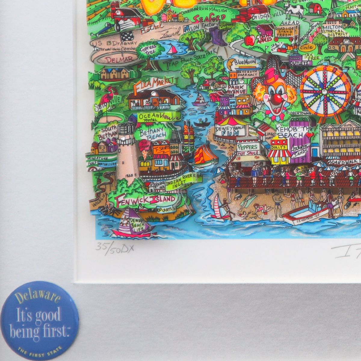 Charles Fazzino- 3D Construction Silkscreen Serigraph "It Takes Courage to be First !"