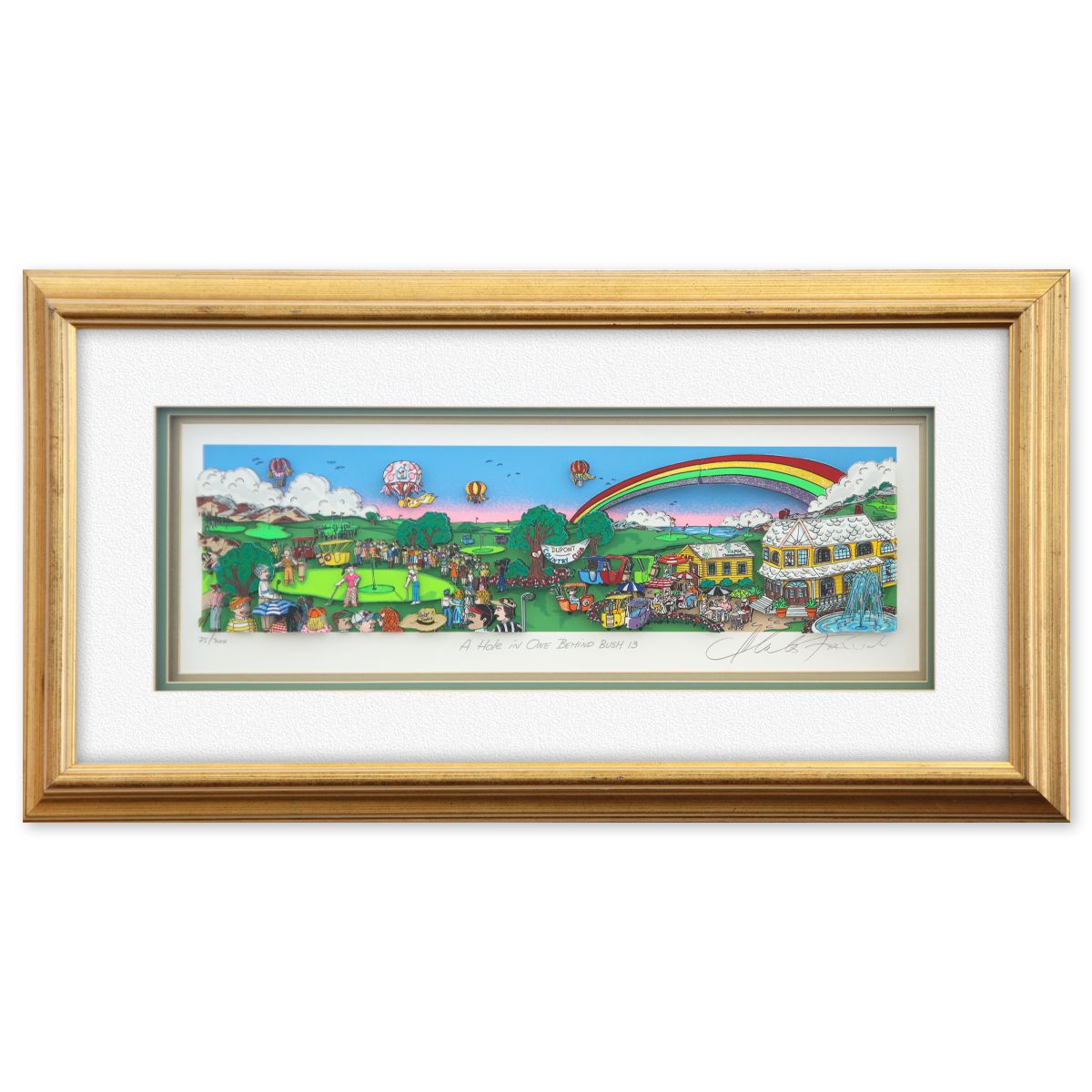 Charles Fazzino- 3D Construction Silkscreen Serigraph "A Hole in One BEHIND BUSH 13"