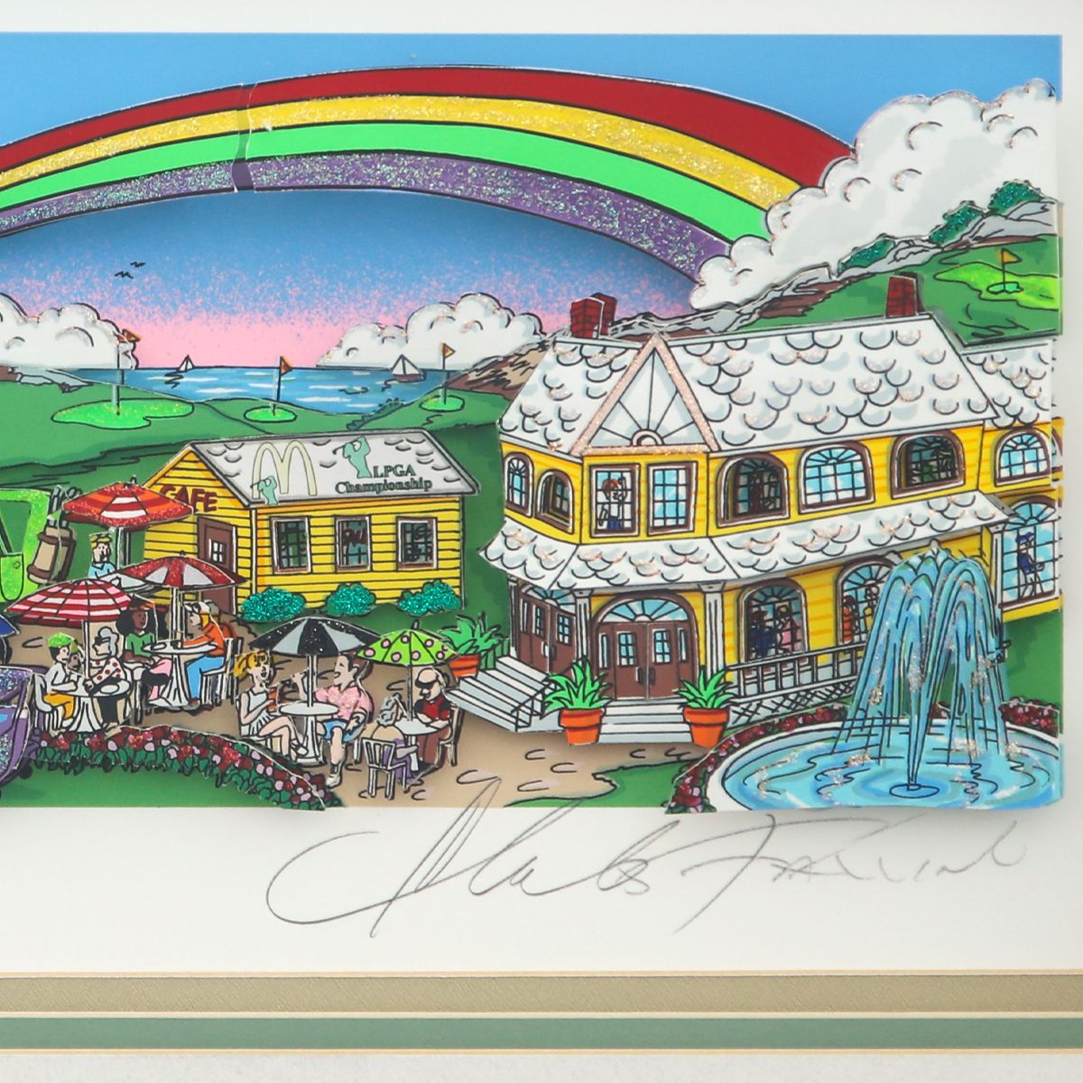 Charles Fazzino- 3D Construction Silkscreen Serigraph "A Hole in One BEHIND BUSH 13"