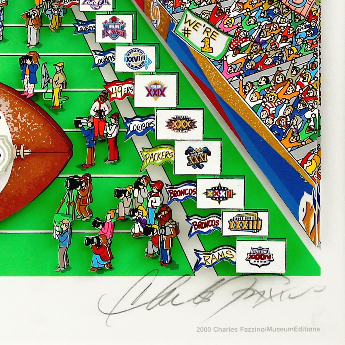 Charles Fazzino- 3D Construction Silkscreen Serigraph "Super Bowl"