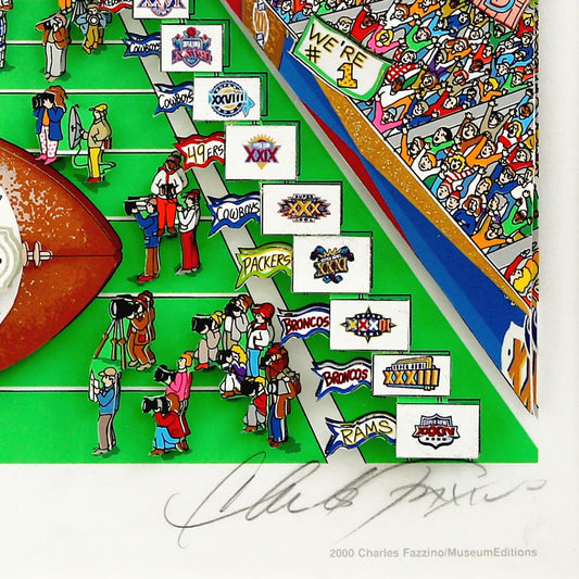 Charles Fazzino- 3D Construction Silkscreen Serigraph "Super Bowl"