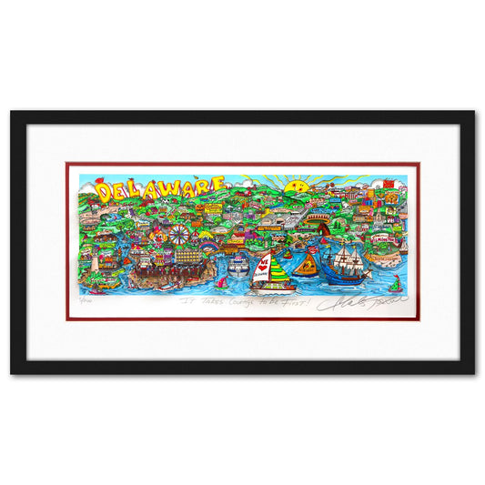 Charles Fazzino- 3D Construction Silkscreen Serigraph "It Takes Courage to be First !"