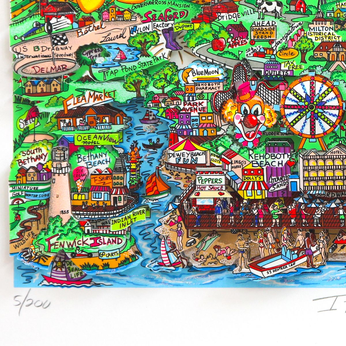 Charles Fazzino- 3D Construction Silkscreen Serigraph "It Takes Courage to be First !"