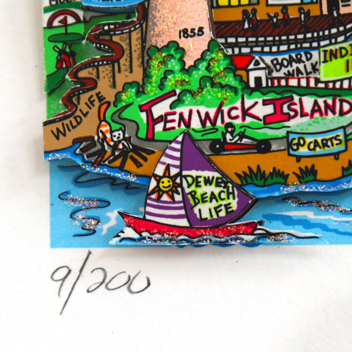 Charles Fazzino- 3D Construction Silkscreen Serigraph "It Takes Courage to be First !"