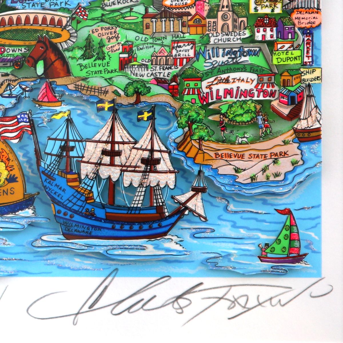 Charles Fazzino- 3D Construction Silkscreen Serigraph "It Takes Courage to be First !"