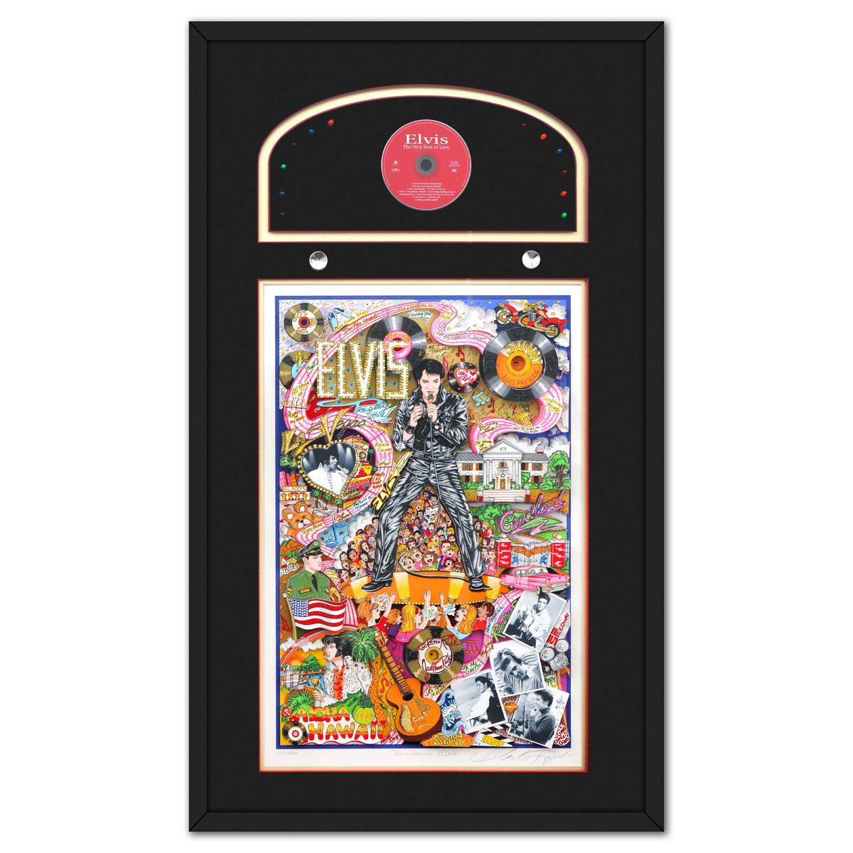 Charles Fazzino- 3D Construction Silkscreen Serigraph "Remembering Elvis"