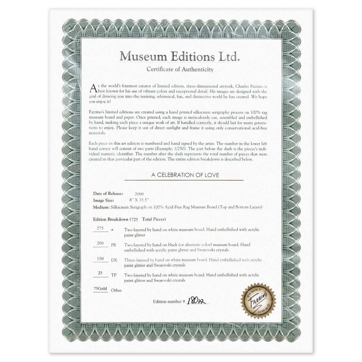 Charles Fazzino- 3D Construction Silkscreen Serigraph "Celebration of Love"