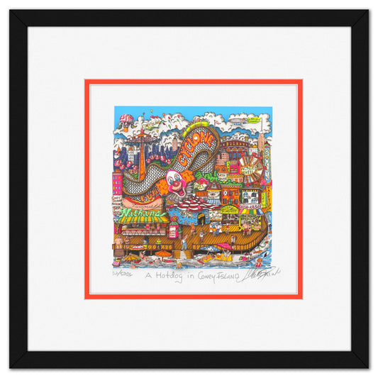 Charles Fazzino- 3D Construction Silkscreen Serigraph "A Hotdog in Coney Island"