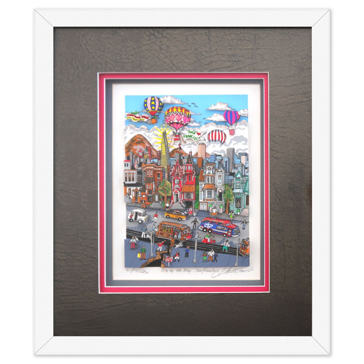 Charles Fazzino- 3D Construction Silkscreen Serigraph "City by the San Fransisco"