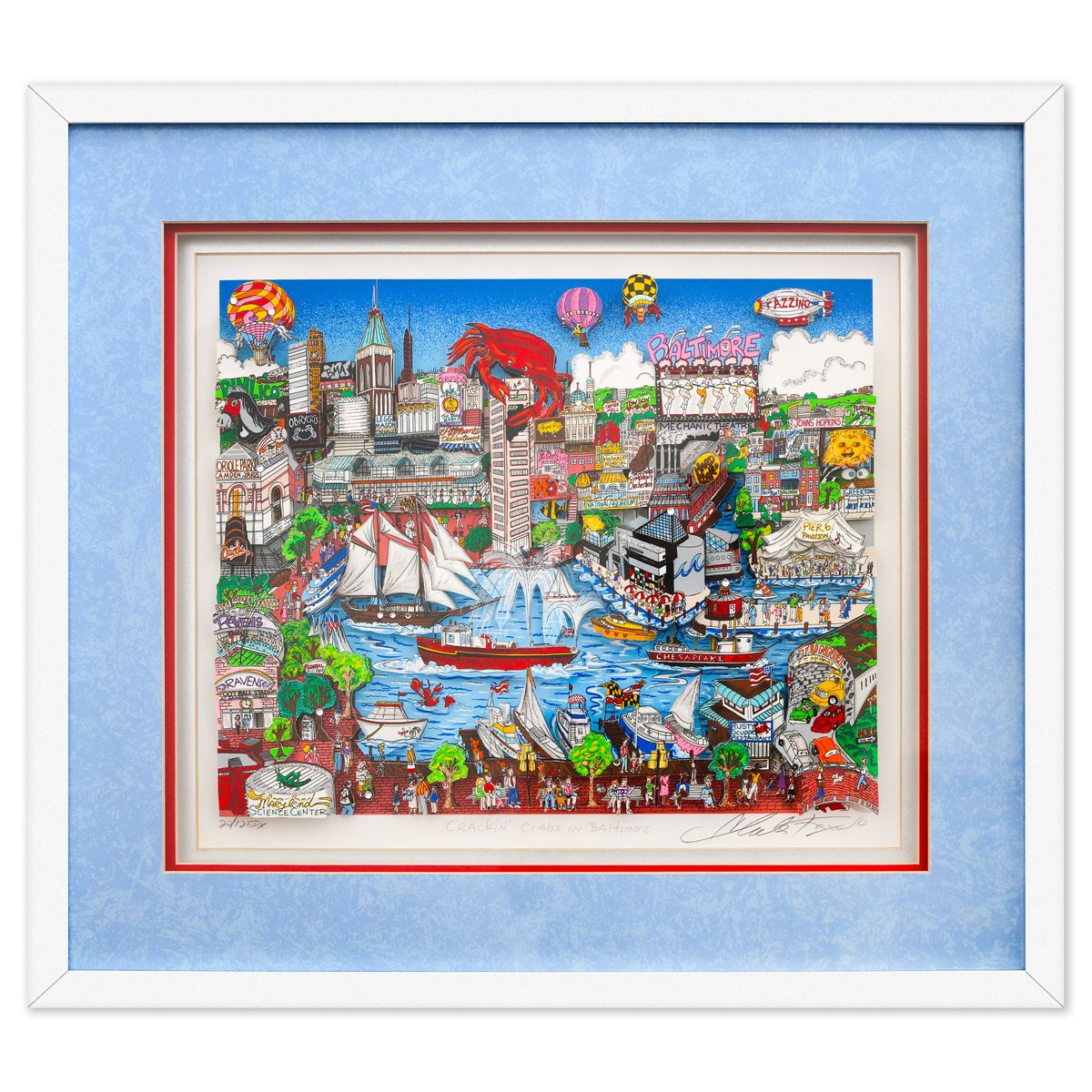 Charles Fazzino- 3D Construction Silkscreen Serigraph "Cracking Crabs in Baltimore"