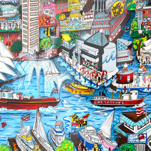 Charles Fazzino- 3D Construction Silkscreen Serigraph "Cracking Crabs in Baltimore"