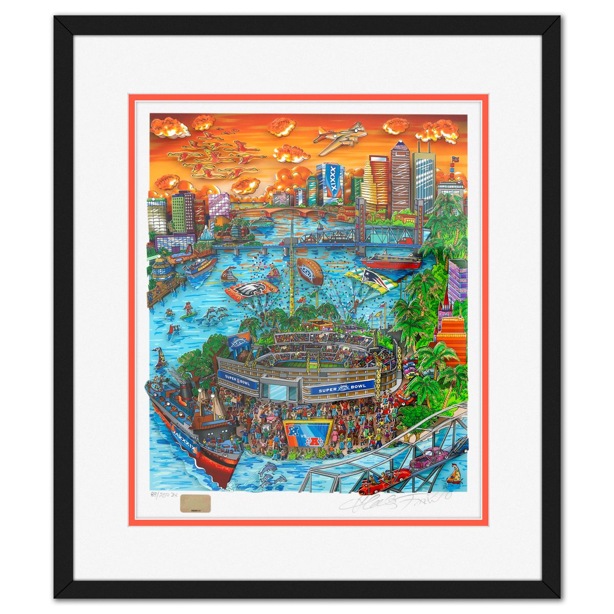 Charles Fazzino- 3D Construction Silkscreen Serigraph "Super Bowl"