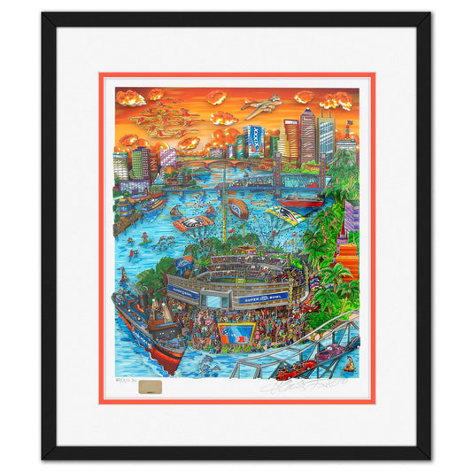 Charles Fazzino- 3D Construction Silkscreen Serigraph "Super Bowl"