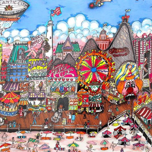 Charles Fazzino- 3D Construction Silkscreen Serigraph "Under the Boardwalk"