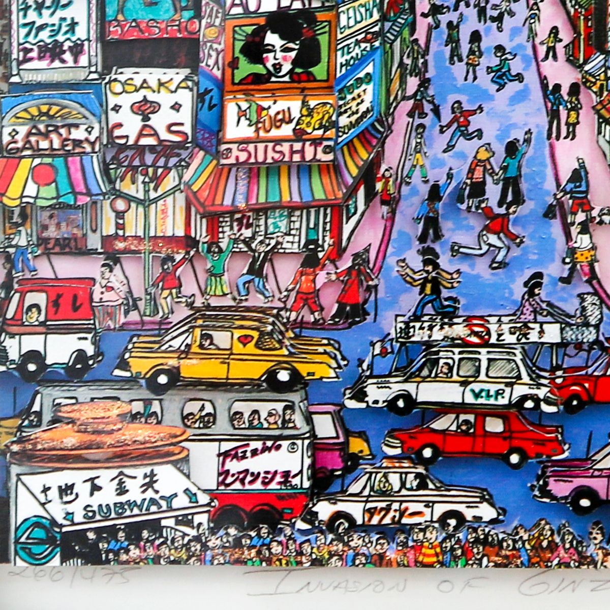 Charles Fazzino- 3D Construction Silkscreen Serigraph "Invasion of Ginza"