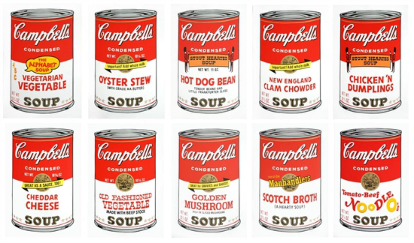 Andy Warhol- Silk Screen (Portfolio consisting of 10 different Soup Cans) "Campbell's Soup Can Series II"