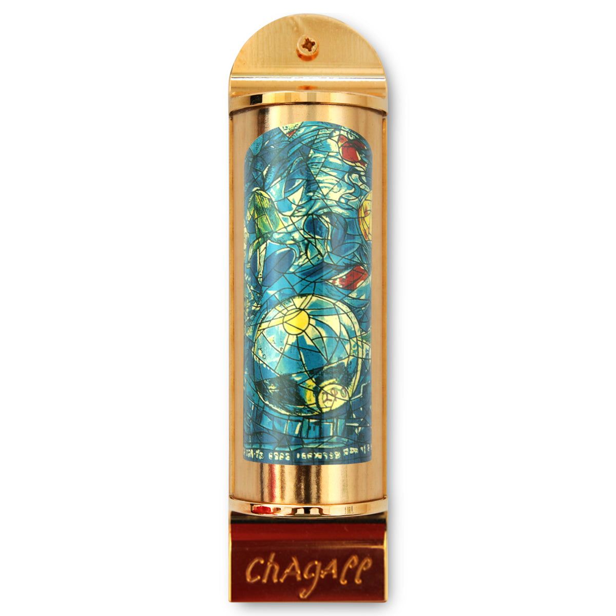Marc Chagall- Mezuzah/ Silkscreen on 24K gold plated bronze "Simeon"