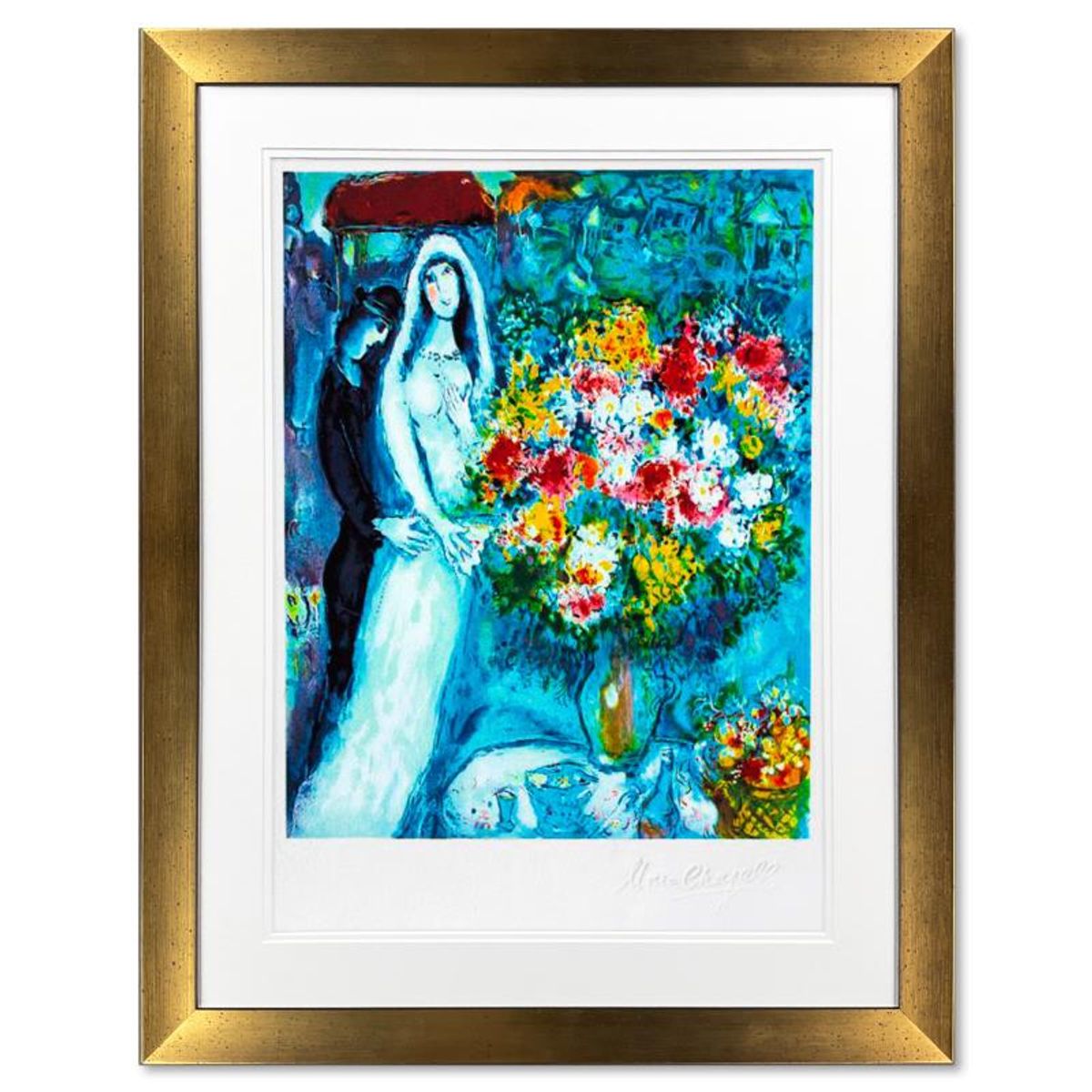 Marc Chagall (1887-1985), "Bridal Bouquet" Framed Limited Edition Lithograph with Letter of Authenticity.