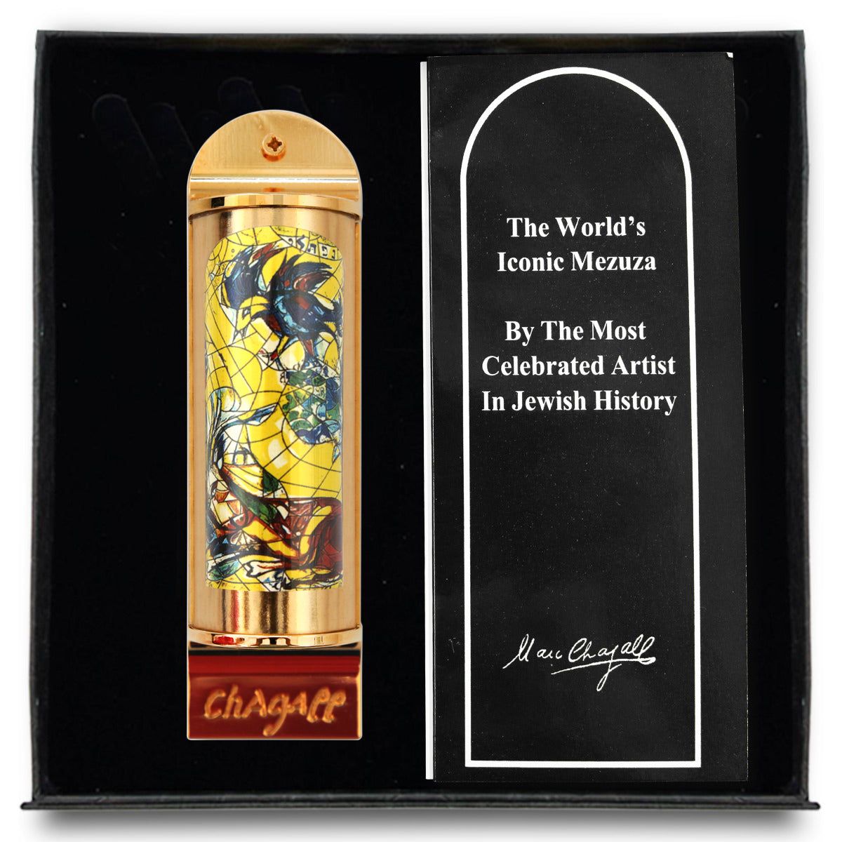 Marc Chagall- Mezuzah/ Silkscreen on 24K gold plated bronze "Naphtali"