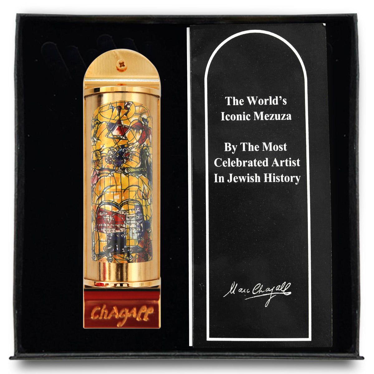 Marc Chagall- Mezuzah/ Silkscreen on 24K gold plated bronze "Levi"
