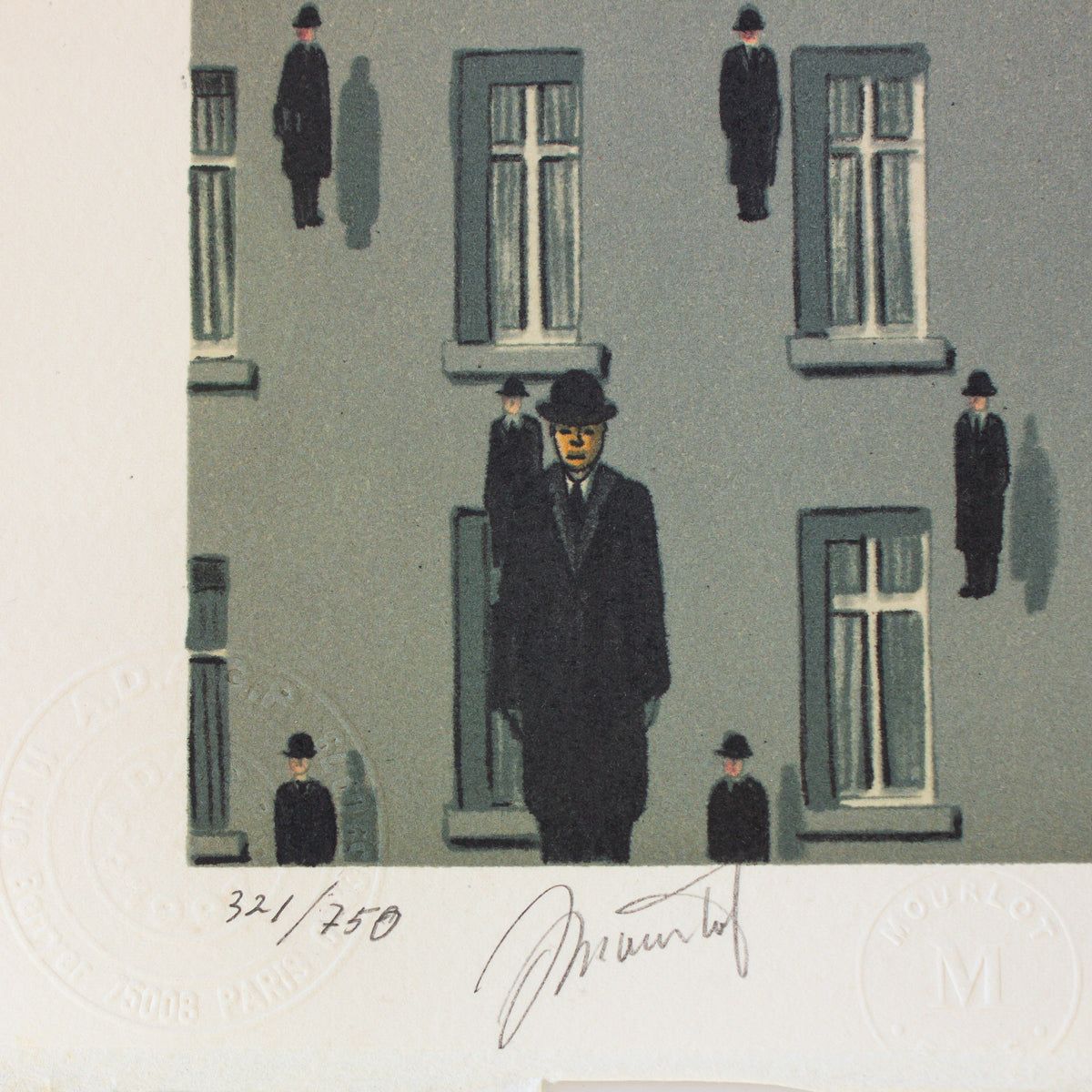 Rene Magritte- Lithograph "Golconda"