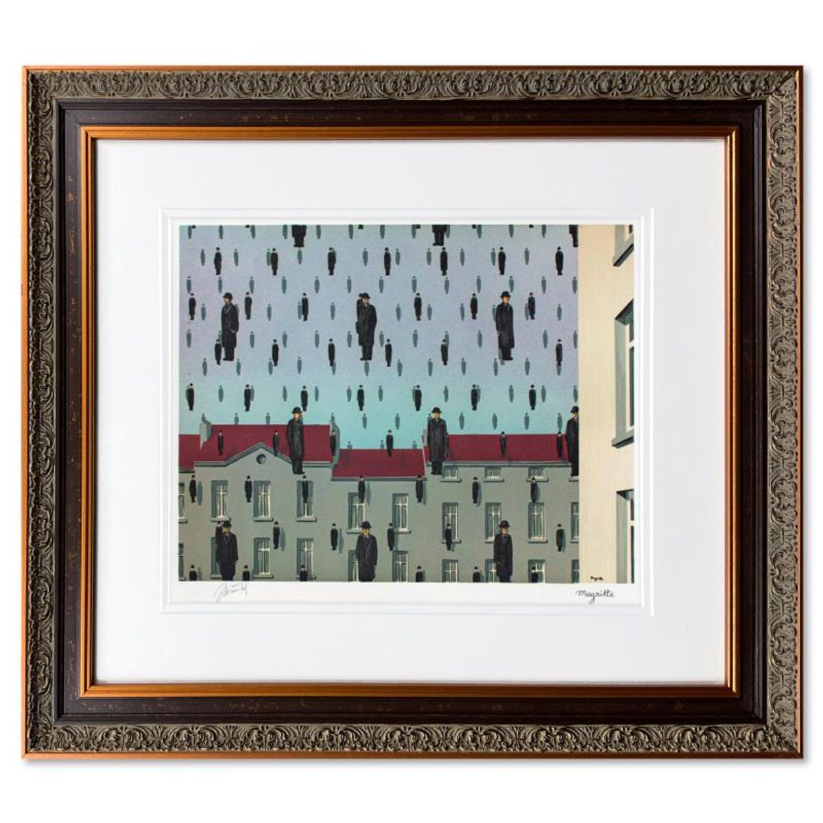 Magritte (1898-1967)- Lithograph "Golconda"