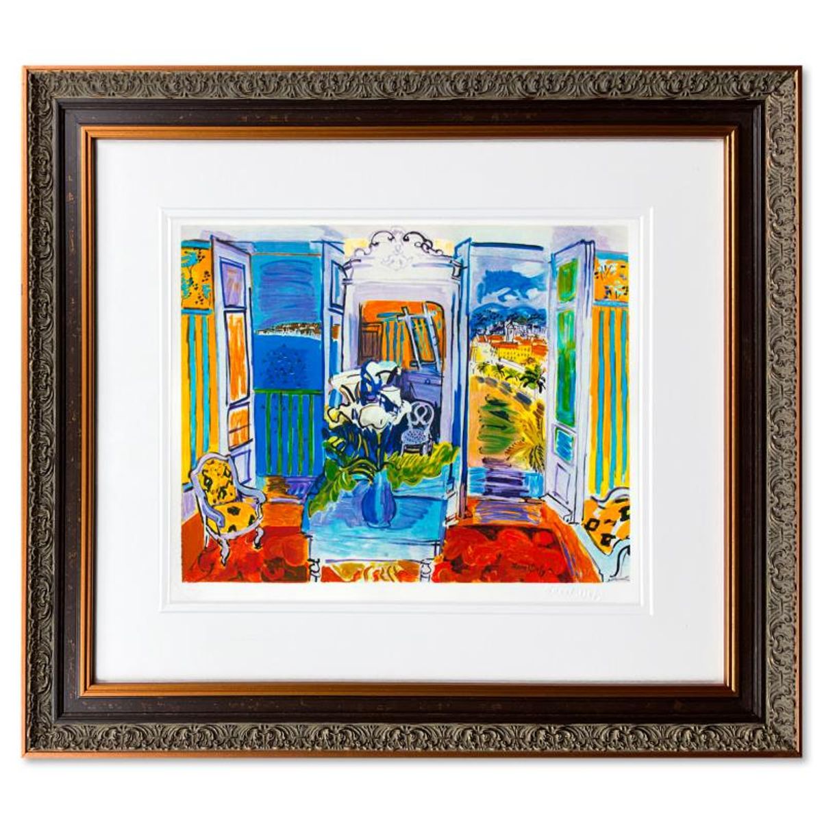 Raoul Dufy (1877-1953), "Interieur A La Fenetre Ouverte" Framed Limited Edition Lithograph with Letter of Authenticity.