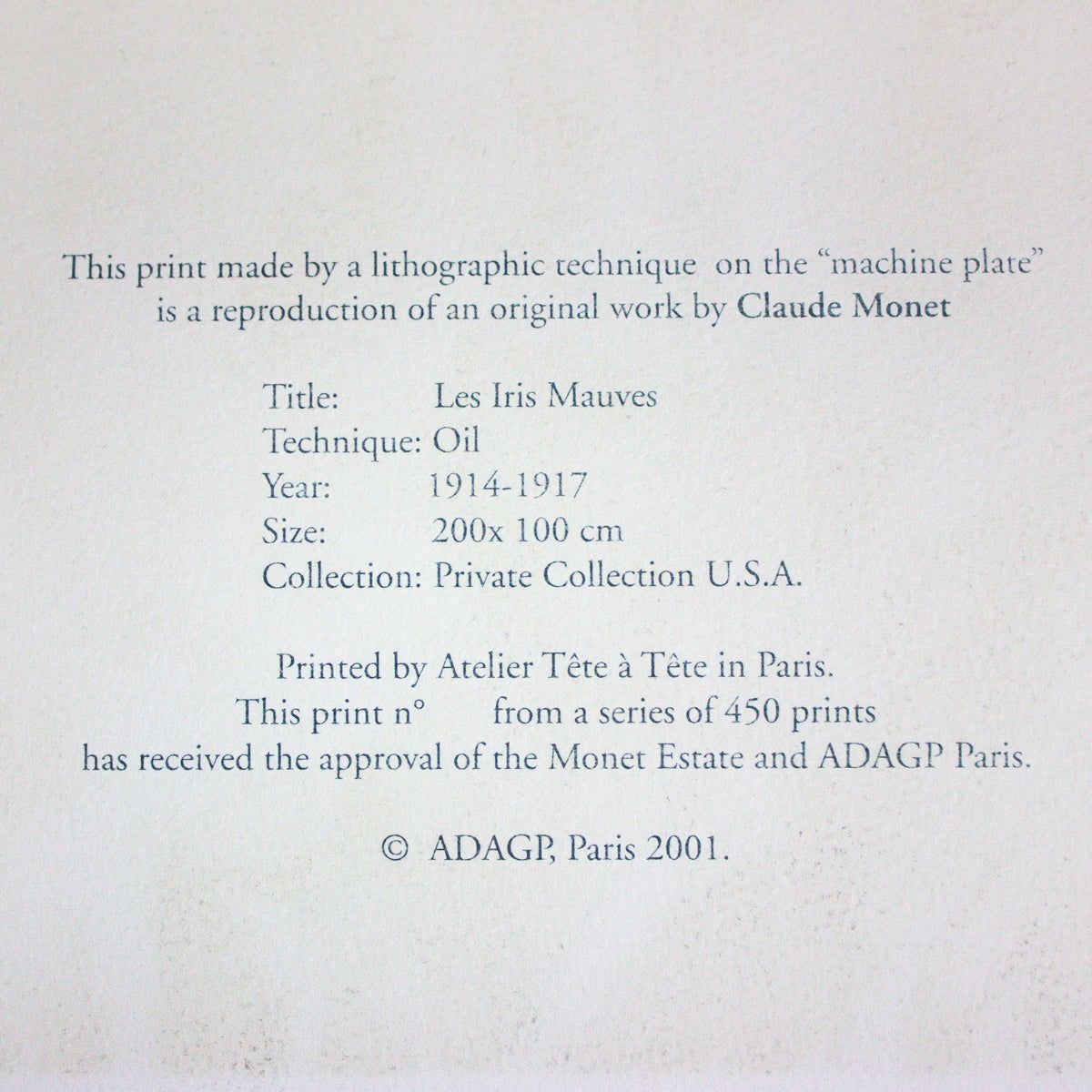 Claude Monet- Lithograph "Iris"