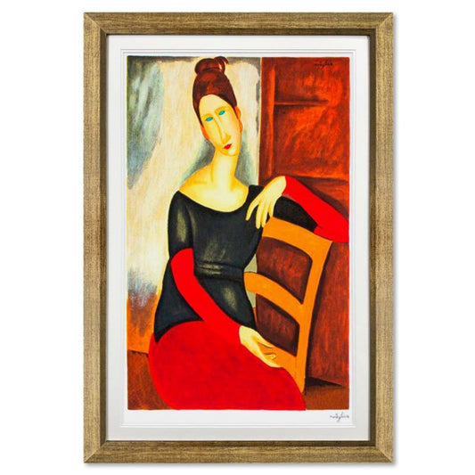 Amedeo Modigliani (1884-1920), "Jeanne Hebuterne" Framed Limited Edition Serigraph with Letter of Authenticity.