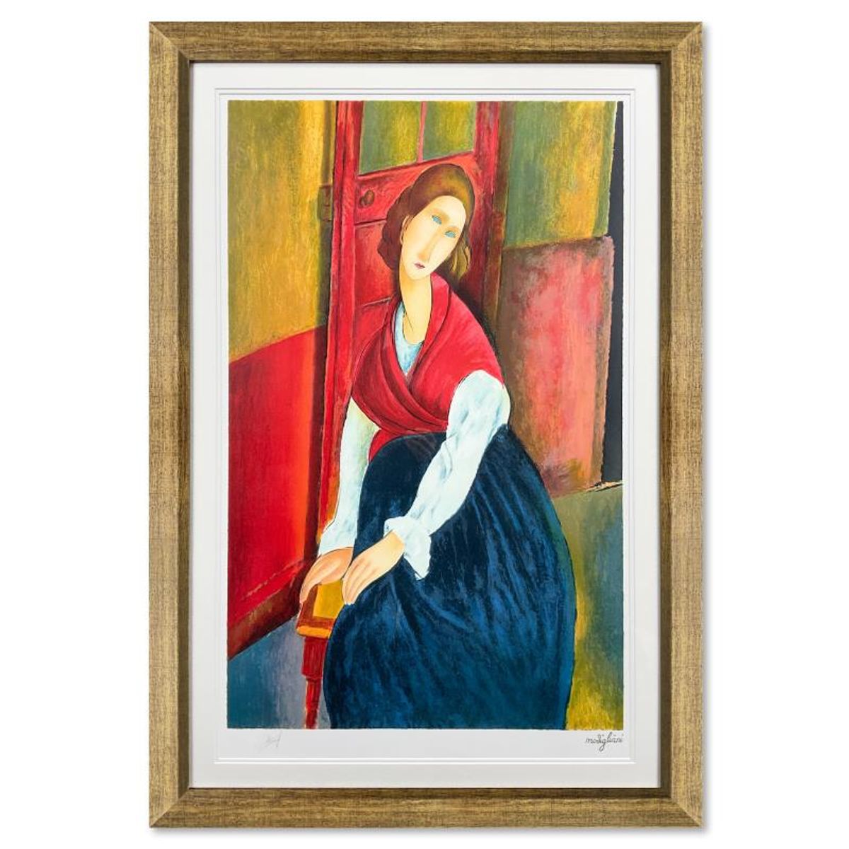 Amedeo Modigliani (1884-1920), "Jeanne Hebuterne" Framed Limited Edition Lithograph with Letter of Authenticity.