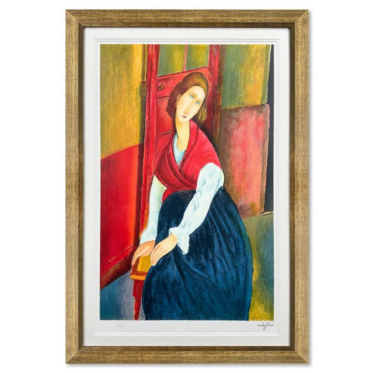 Amedeo Modigliani (1884-1920), "Jeanne Hebuterne" Framed Limited Edition Lithograph with Letter of Authenticity.