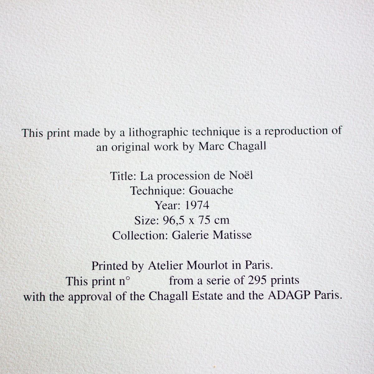 Marc Chagall- Lithograph "La Procession De Noel"