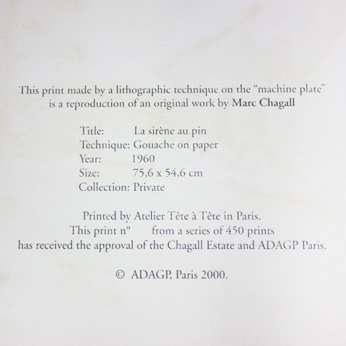 Marc Chagall- Lithograph "La Sirene Au Pin"