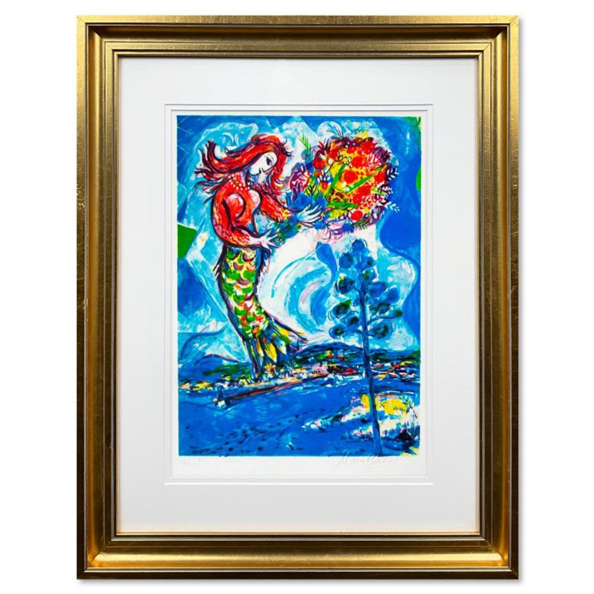 Marc Chagall (1887-1985), "La Sirene Au Pin" Framed Limited Edition Lithograph with Letter of Authenticity.
