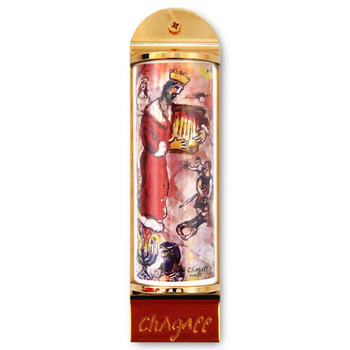 Marc Chagall- Mezuzah/ Silkscreen on 24K gold plated bronze "King David"