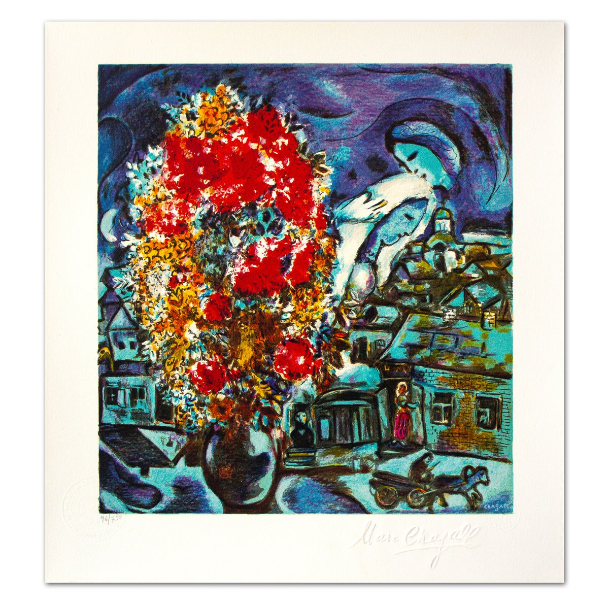 Marc Chagall- Serigraph "Le Boutique Et Le Village Bleu"