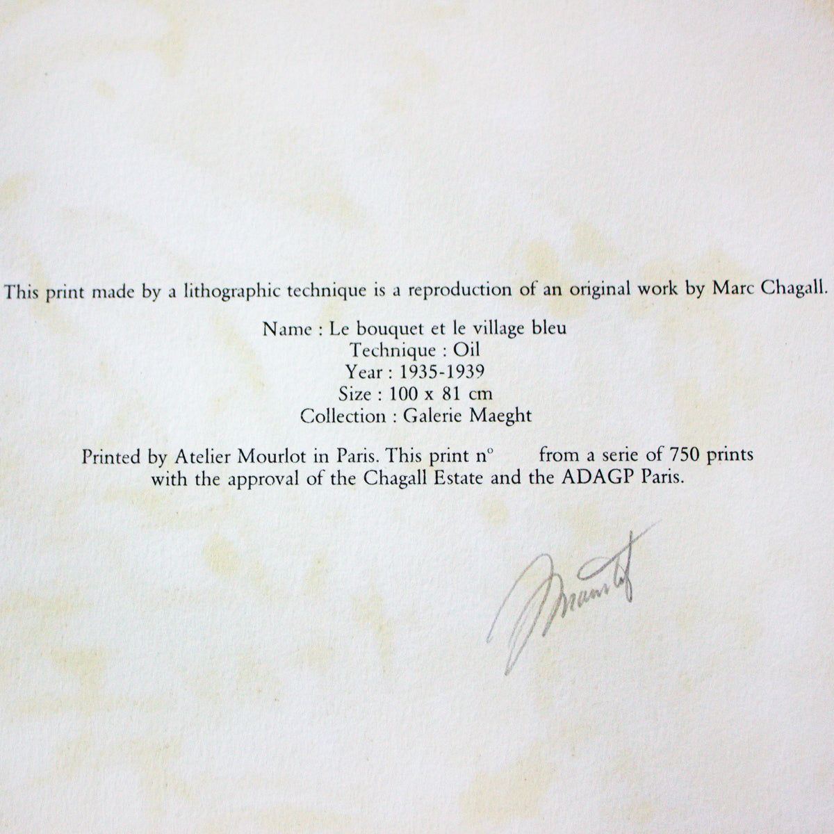 Marc Chagall- Serigraph "Le Boutique Et Le Village Bleu"