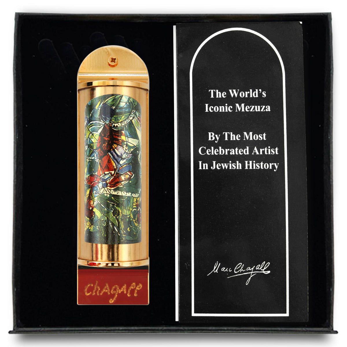 Marc Chagall- Mezuzah/ Silkscreen on 24K gold plated bronze "Gad"