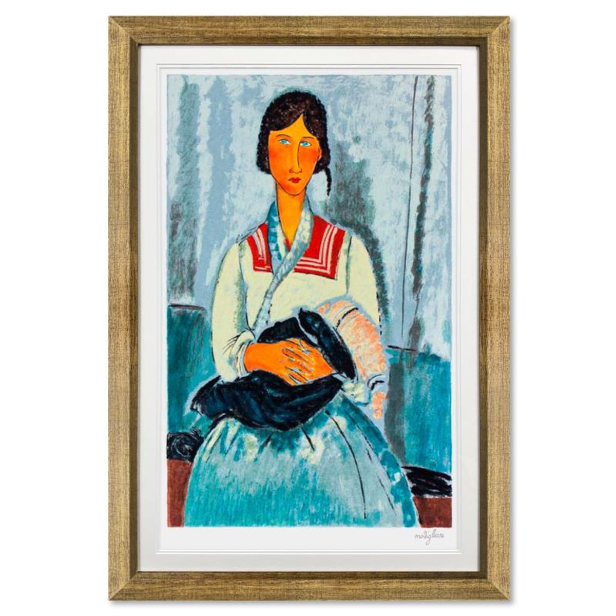 Amedeo Modigliani (1884-1920), "Zingara Con Bambino" Framed Limited Edition Serigraph with Letter of Authenticity.