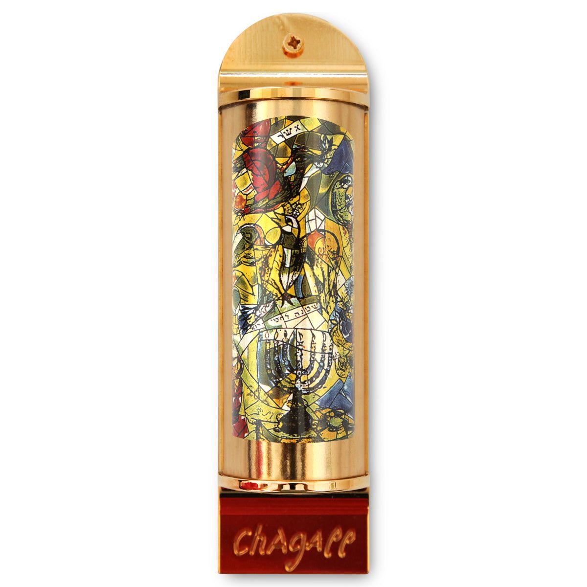 Marc Chagall- Mezuzah/ Silkscreen on 24K gold plated bronze "Asher"