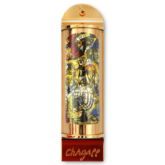 Marc Chagall- Mezuzah/ Silkscreen on 24K gold plated bronze "Asher"