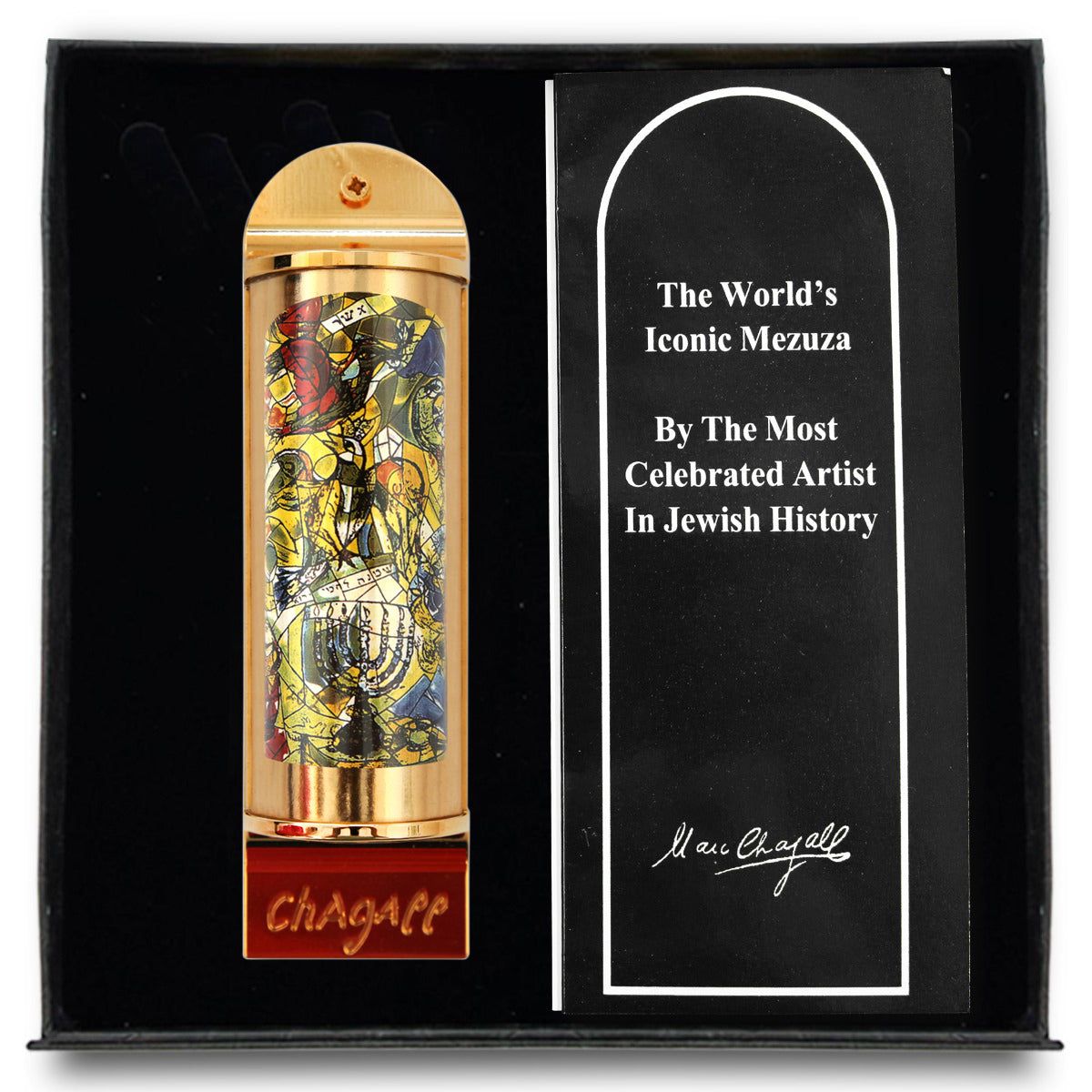 Marc Chagall- Mezuzah/ Silkscreen on 24K gold plated bronze "Asher"