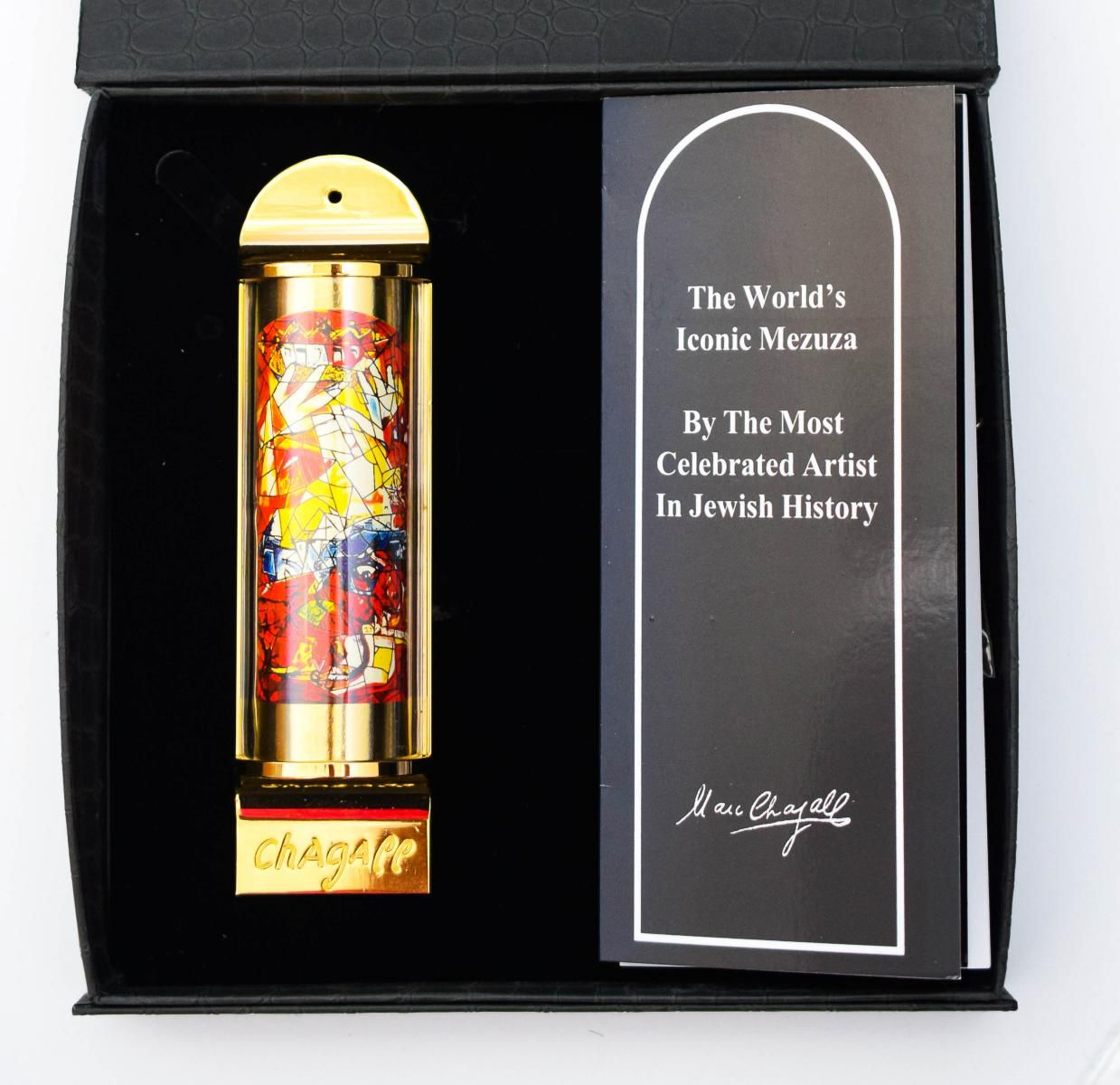 Marc Chagall- Mezuzah - silkscreen on 24K gold plated bronze "12 Tribes Hadassah Windows - Judah"