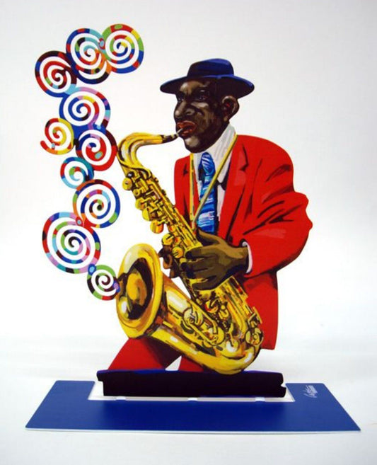 David Gerstein- Free Standing Sculpture "Saxophone Player (Jazz Club)"