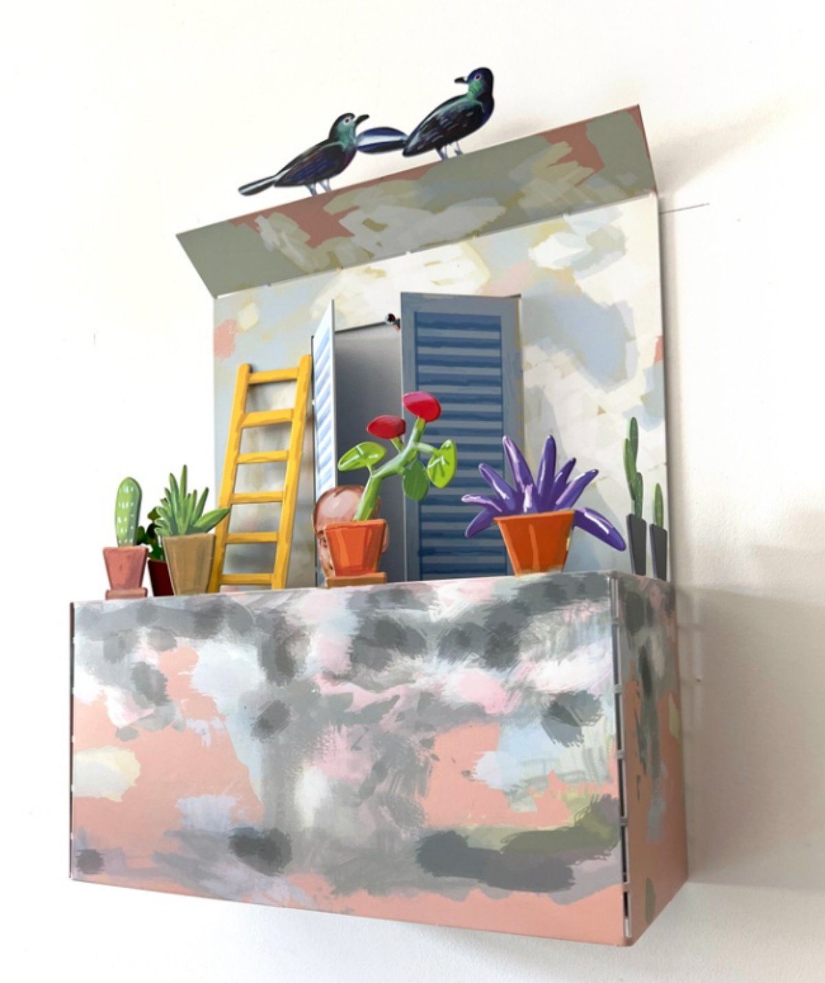 David Gerstein- Print on Steel "BALCONY WITH MAN"