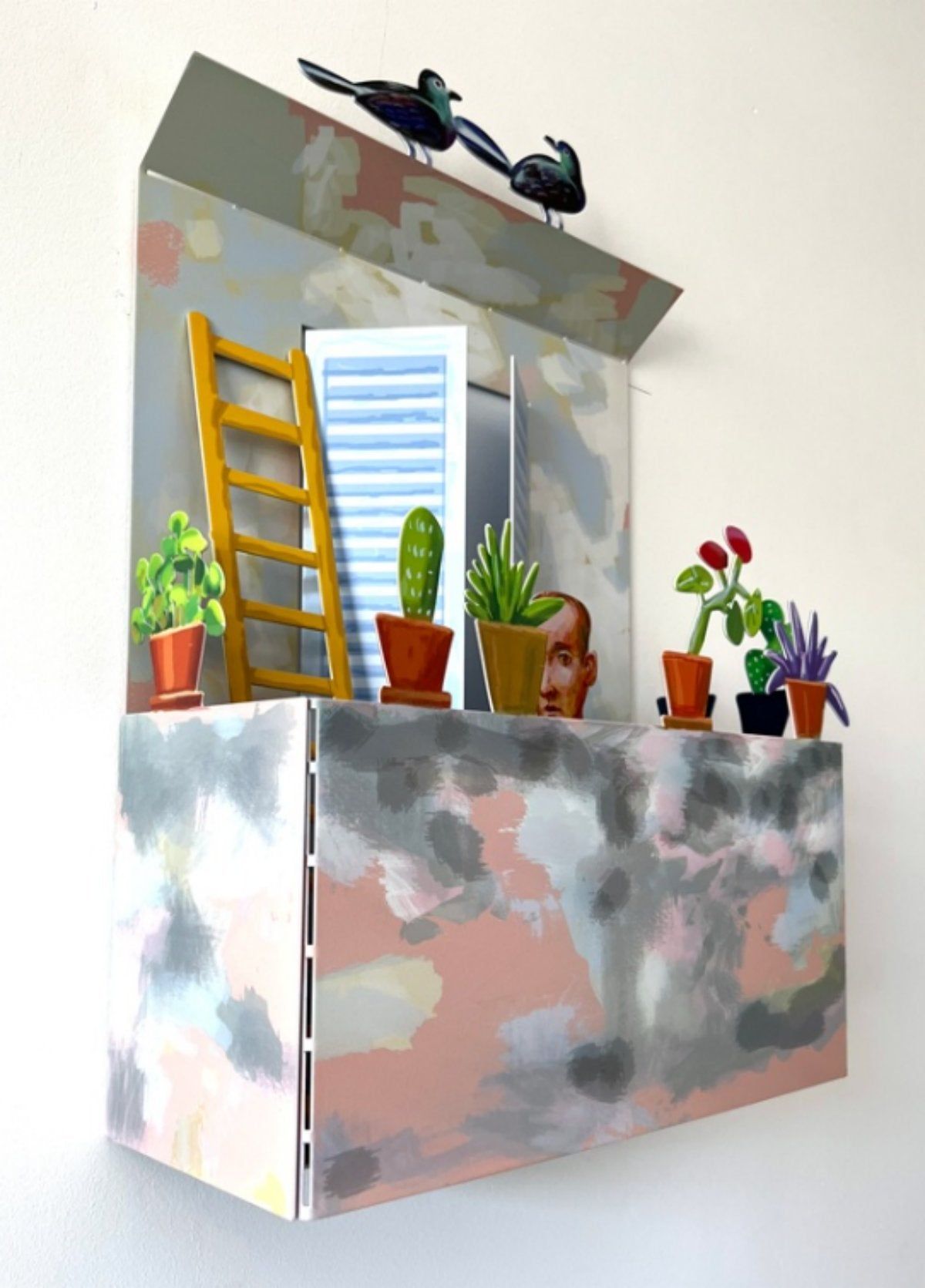 David Gerstein- Print on Steel "BALCONY WITH MAN"