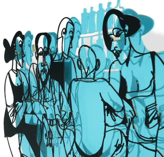 David Gerstein- Mixed Media Cutout Aluminum "Bar series - Bar people (blue)"