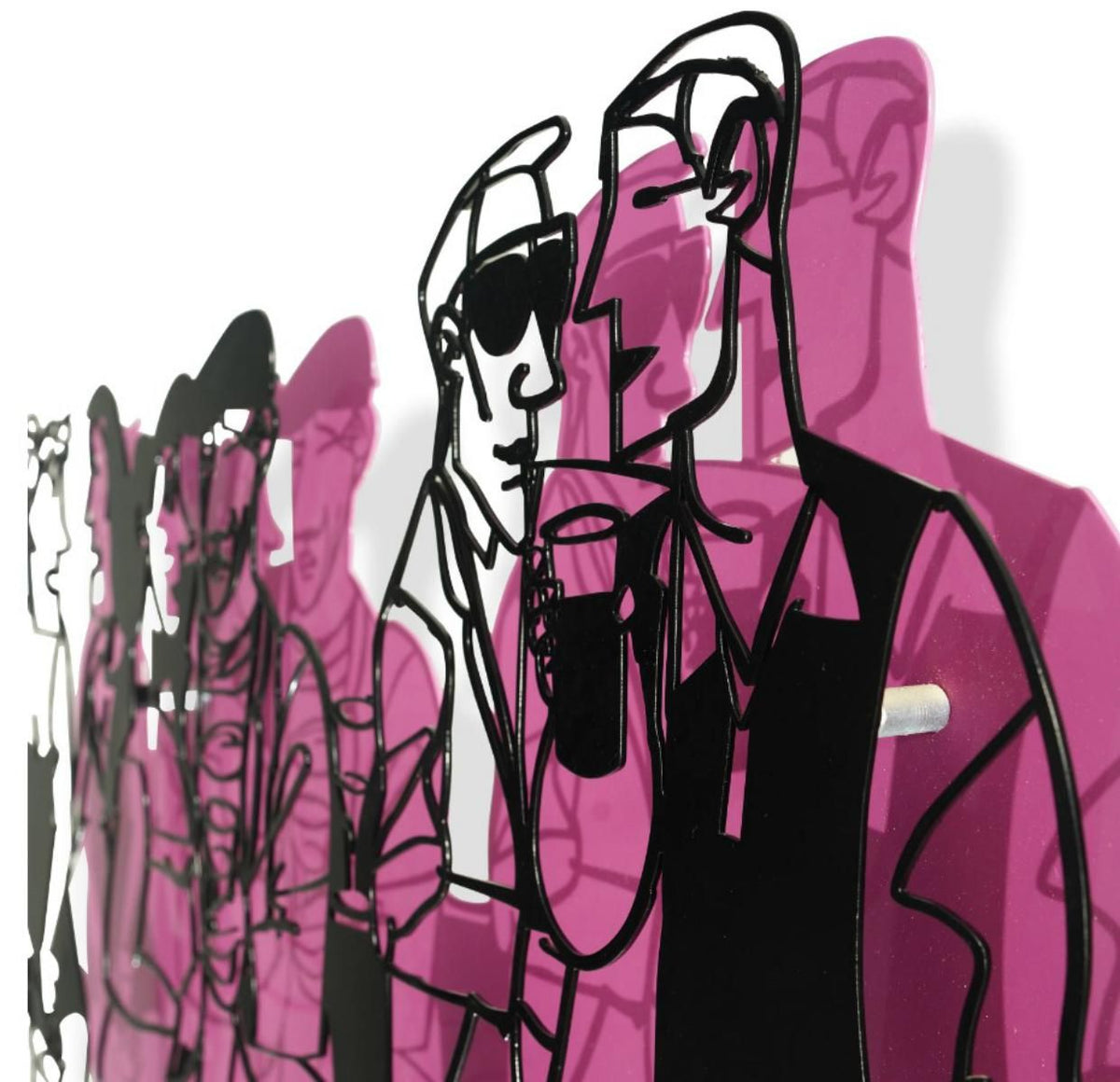 David Gerstein- Mixed Media Cutout Aluminum "Bar series - On the bar (pink)"
