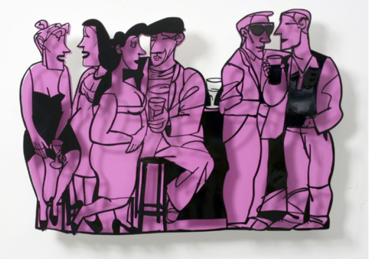 David Gerstein- Mixed Media Cutout Aluminum "Bar series - Small talk (purple)"