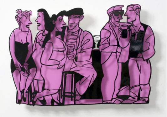 David Gerstein- Mixed Media Cutout Aluminum "Bar series - Small talk (purple)"